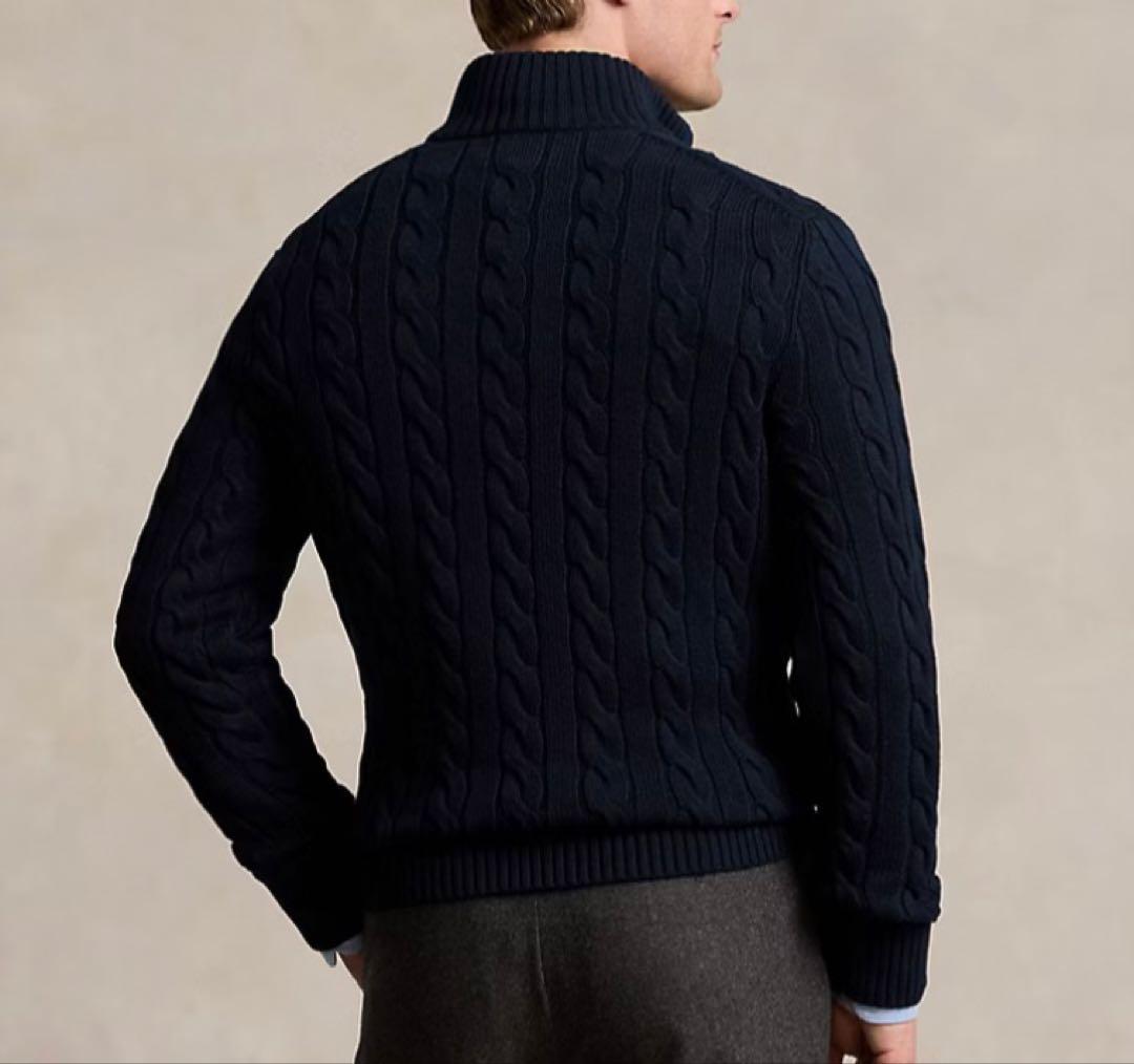 POLO RALPH LAUREN ケーブルニット ハーフジップ メンズXL 紺 - メルカリ