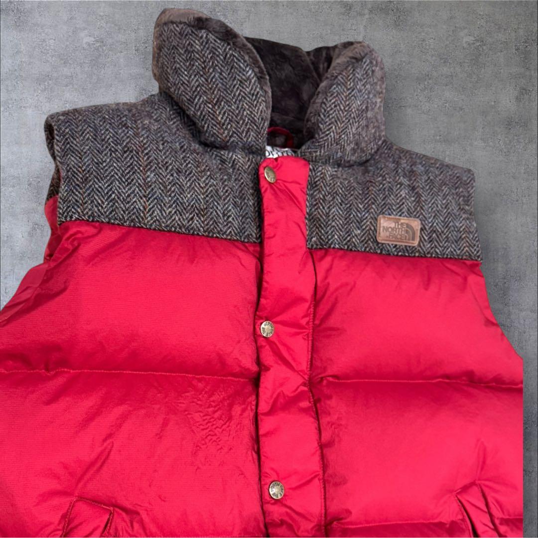 THE NORTH FACE ダウンベスト 赤 メンズXL ハリスツイード - メルカリ