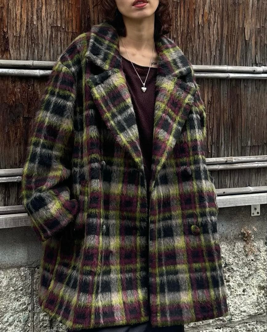 Ameri VINTAGE ADORABLE SHAGGY CHECK COAT - メルカリ