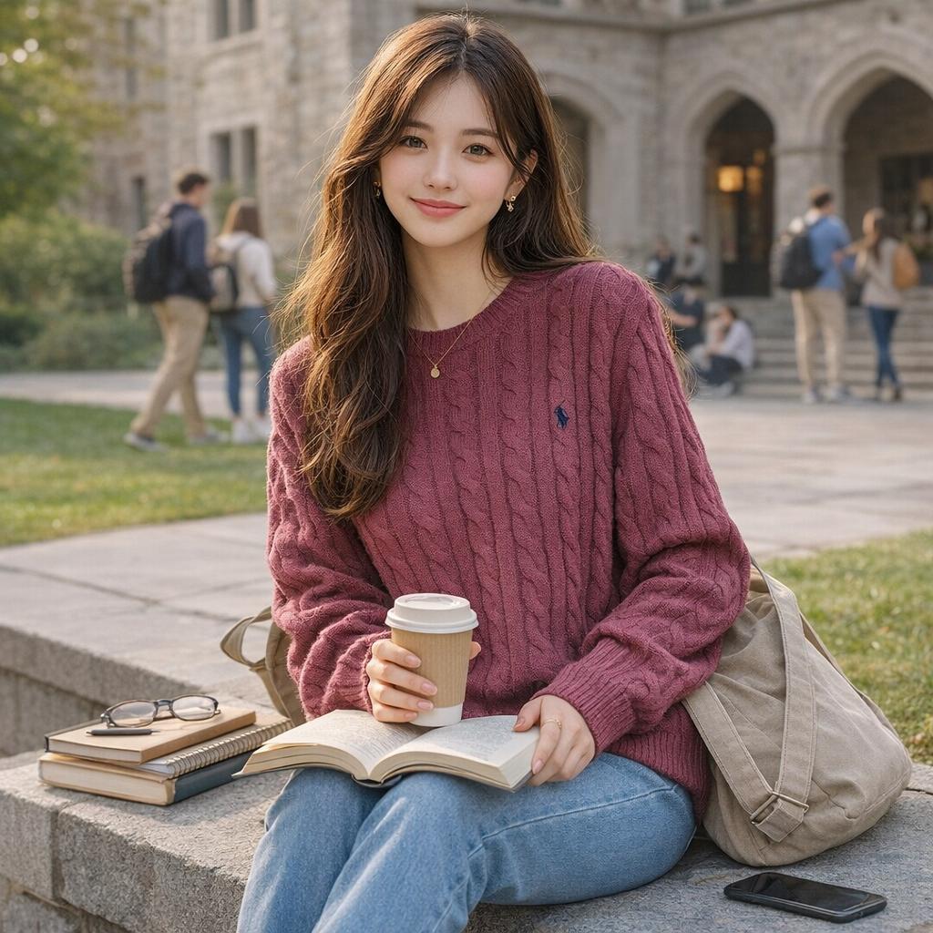 極美品】ポロ・ラルフ・ローレン ケーブルニットセーター ピンク 現行