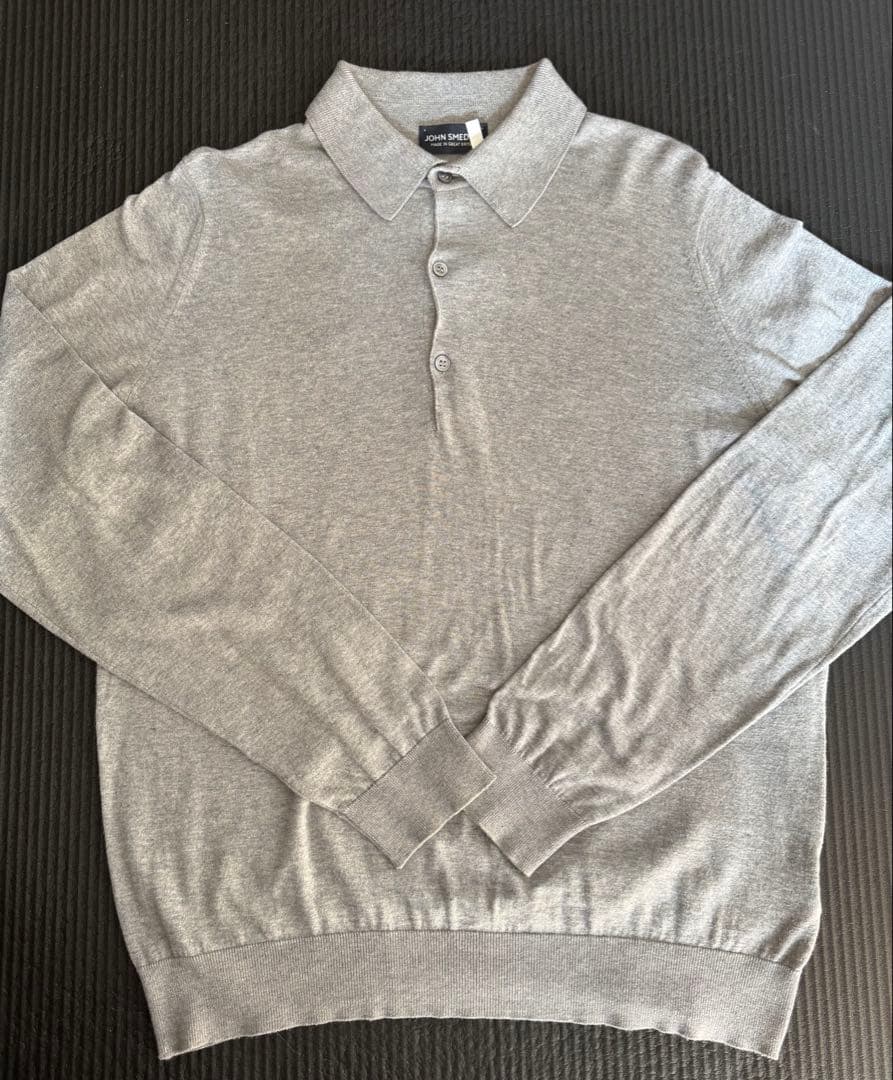 JOHN SMEDLEY グレー 長袖 シーアイランドコットンニットポロ JOHN SMEDLEY（ジョンスメドレー） ニットポロシャツ ADRIAN シー