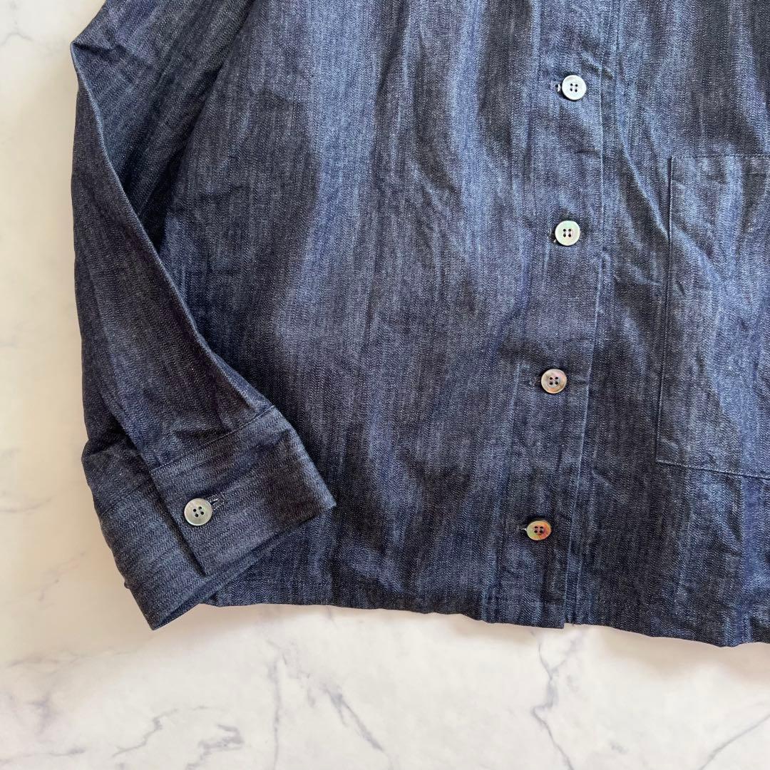 美品】 ミズイロインド デニム コンパクト シャツ インディゴ