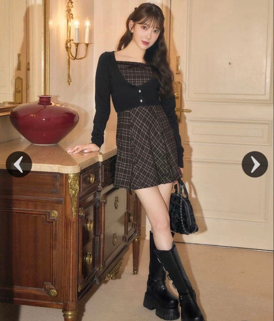 ミシェルマカロン ランダムチェックアンサンブルワンピ