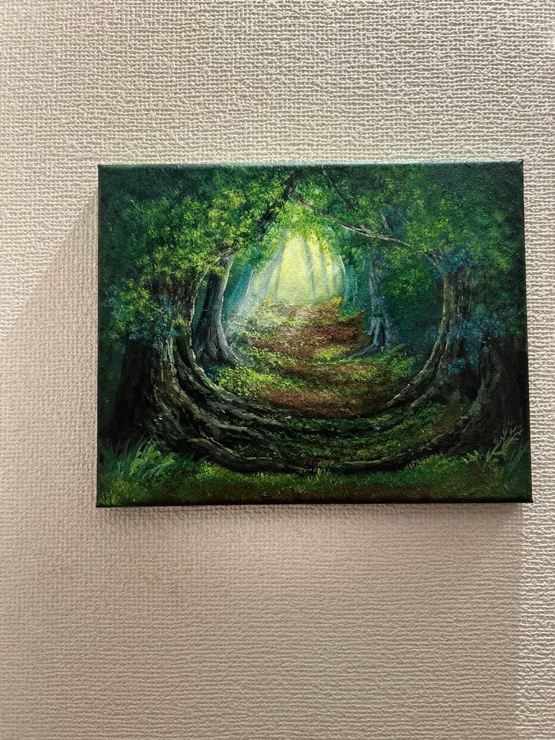 し*け様 風景画 アクリル絵画 木からエネルギーを感じる森のトンネル