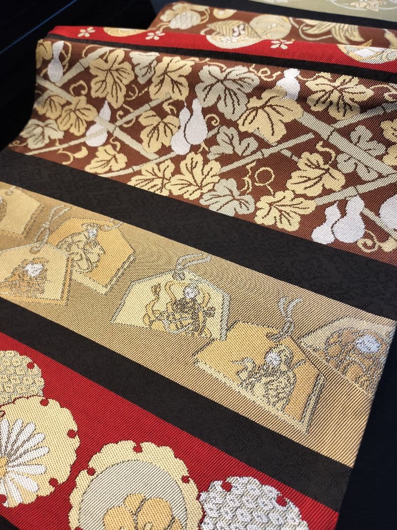 A906高級‼️ひな祭り‼️七福神‼️袋帯テーブルランナー