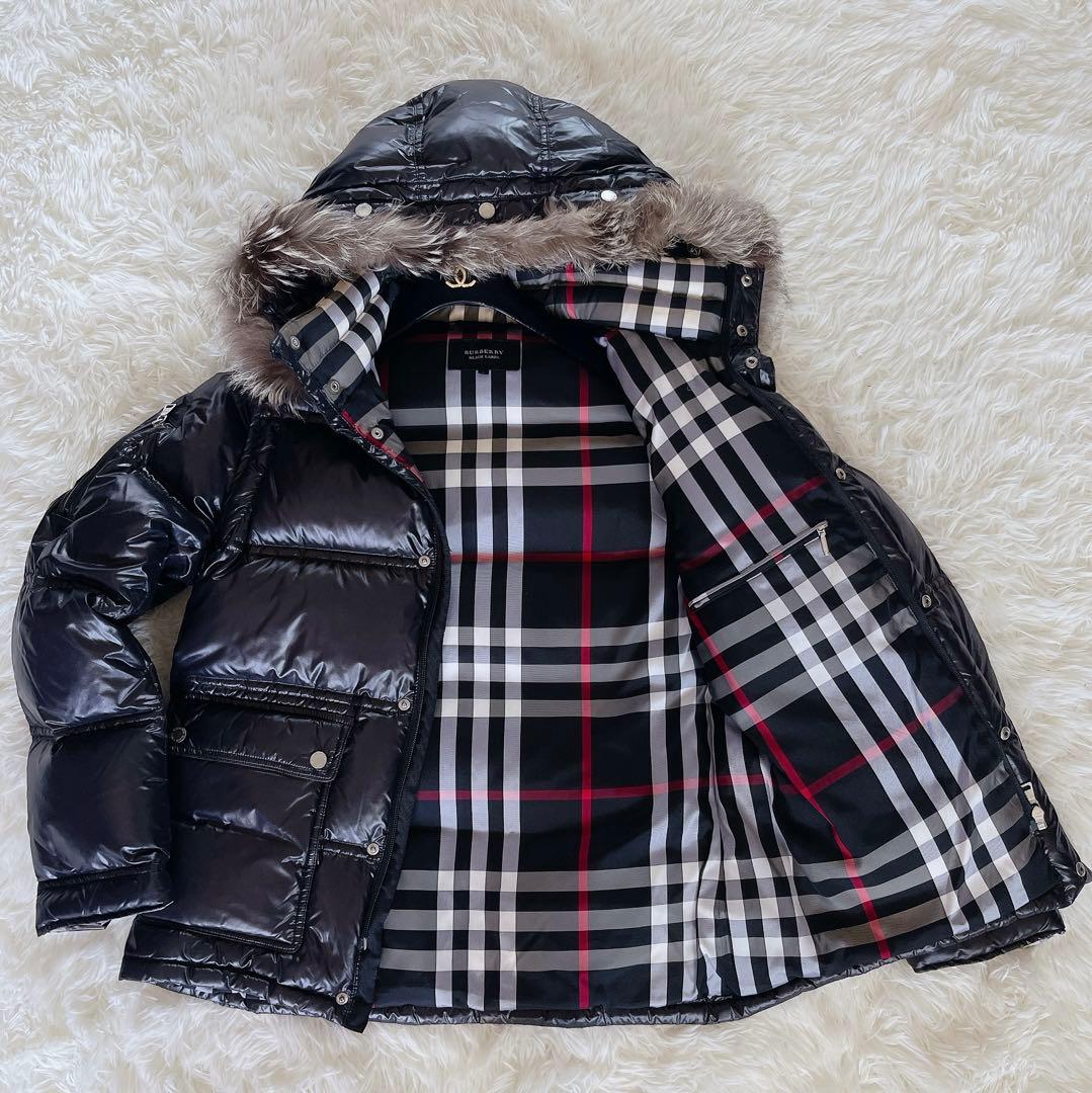 バーバリーブラックレーベル】ダウンジャケット フォックスファー 黒 L