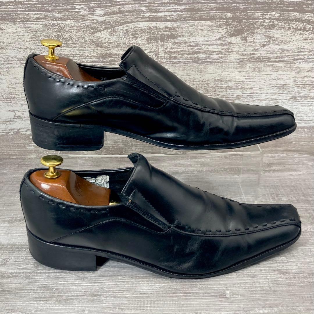 395【希少】キャサリンハムネットロンドン レザースリッポン 本革 黒