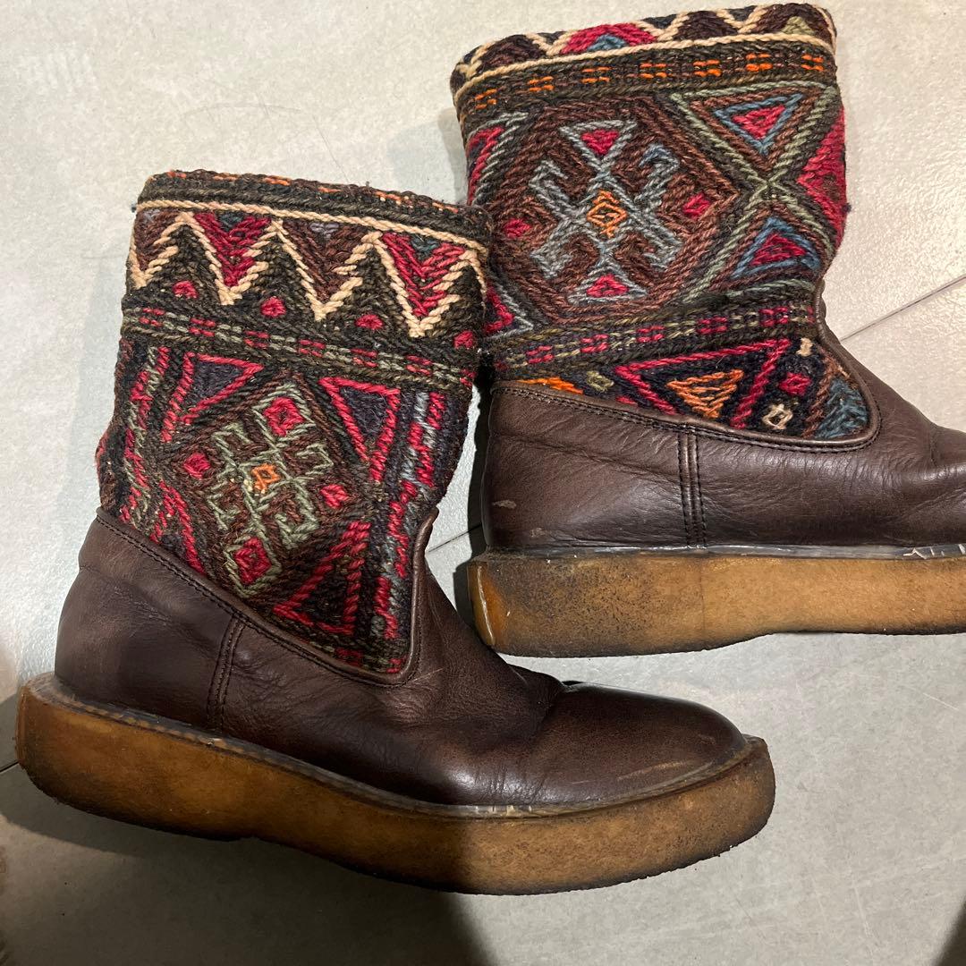 刺繍入りレザーブーツ　キャピタル　kapital KAPITAL】レザー リンクルポパイブーツ | ONE WASH