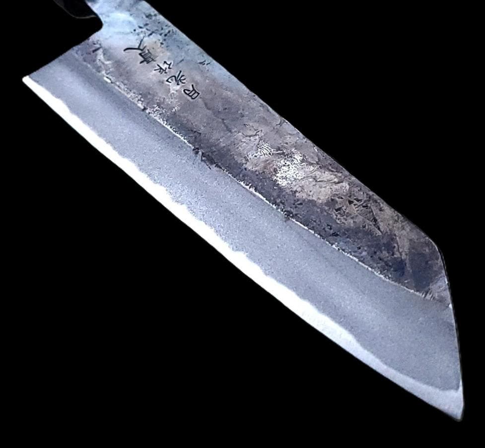 青紙2号 黒打 文化包丁 165㎜ G1401 焼栗柄 手作り 鍛造 月光作