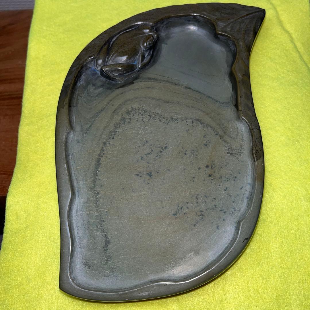 ⭕️宮崎県延岡 相馬羊堂 蛙彫刻硯 紅渓硯 極珍品 21cm超 女性好み