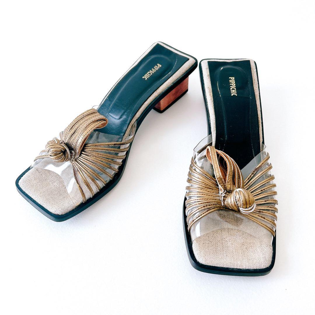 PIPPICHIC ピッピシック サンダル ミュール スクエアトゥ チャンキー