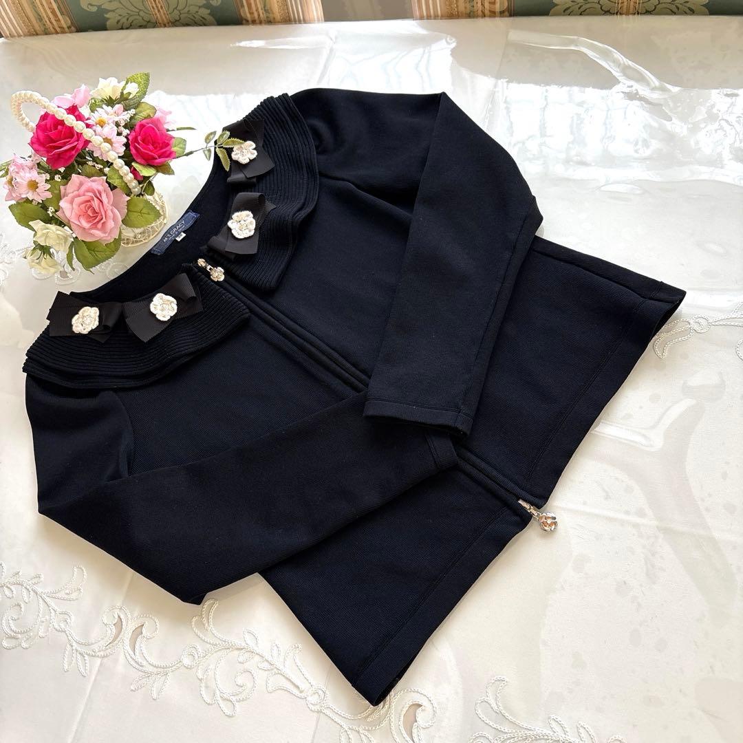 エムズグレイシーカタログ掲載フラワーモチーフグログランリボンニット