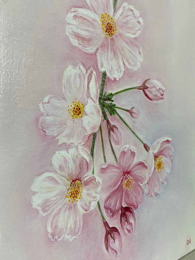 新しい一日 油彩 油画 SH16 R6 F6 (菜の花・水仙・ビオラ)