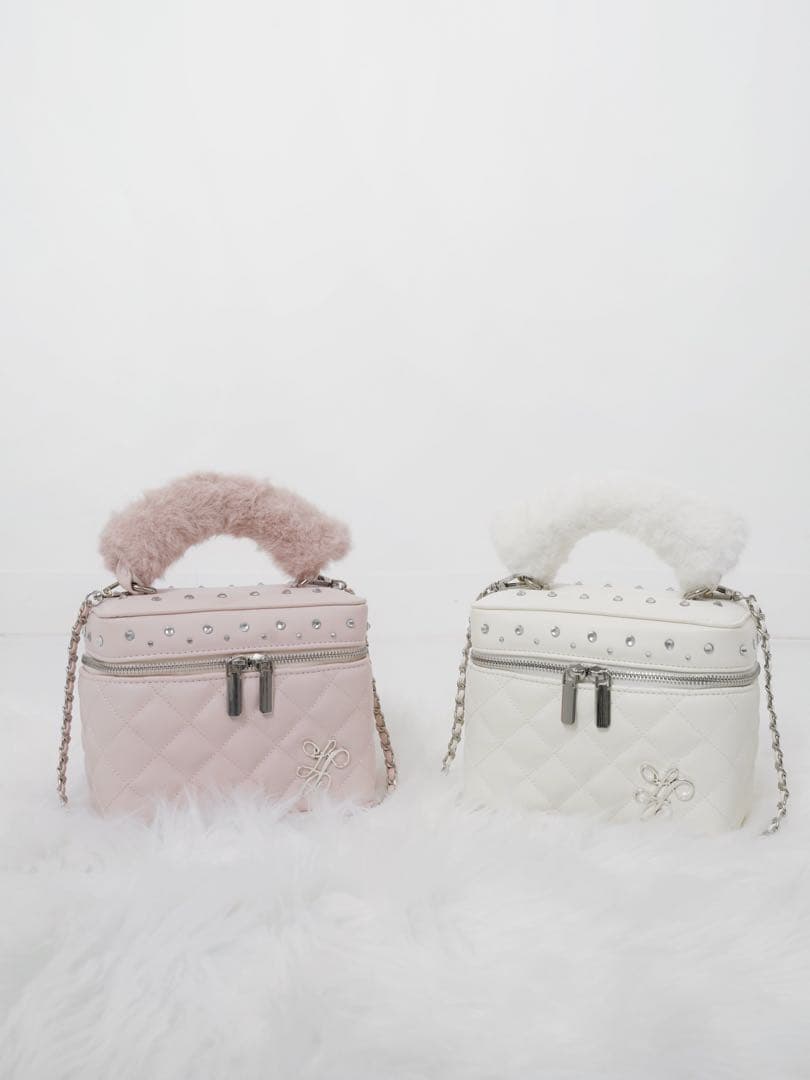 lumignon ルミニョンバニティバッグ ファー付き ホワイトルミニョン