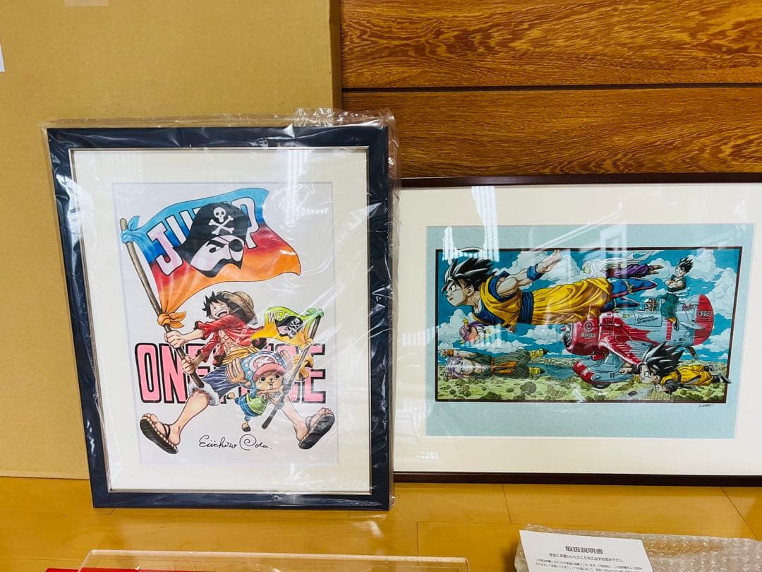 めんぼONE PIECE ドラゴンボール　尾田栄一郎＆鳥山明直筆サイン新品 セブン-イレブン 50周年 尾田栄一郎先生・青山剛昌先生の直筆イラスト