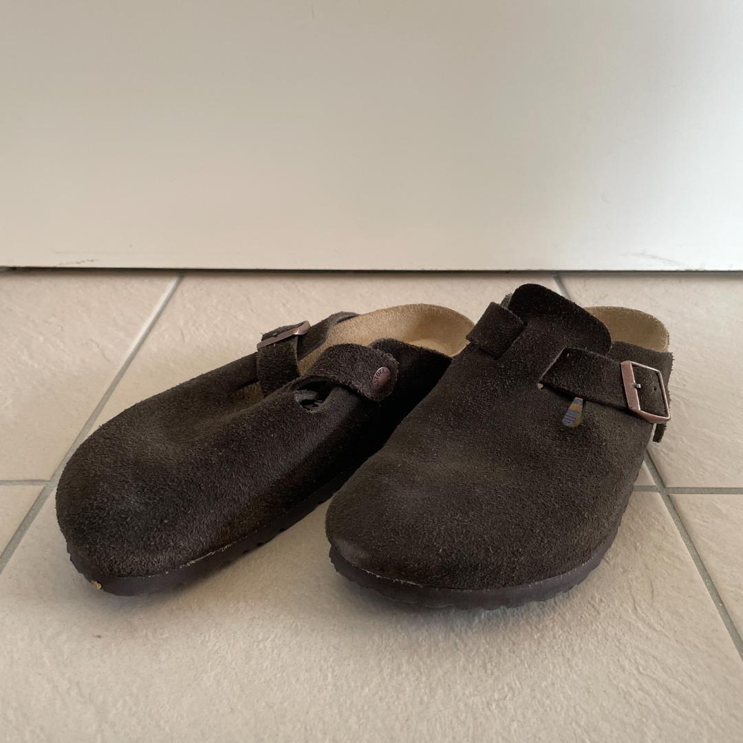 箱あり】ビルケンシュトック ボストン スエード 焦げ茶 38 ナロー幅