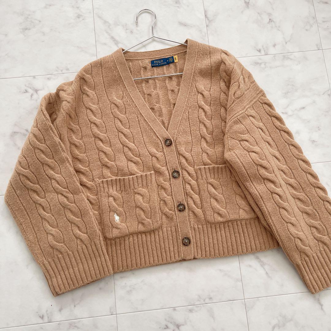 カシミヤ混 POLO ラルフローレン ケーブルニット カーディガン