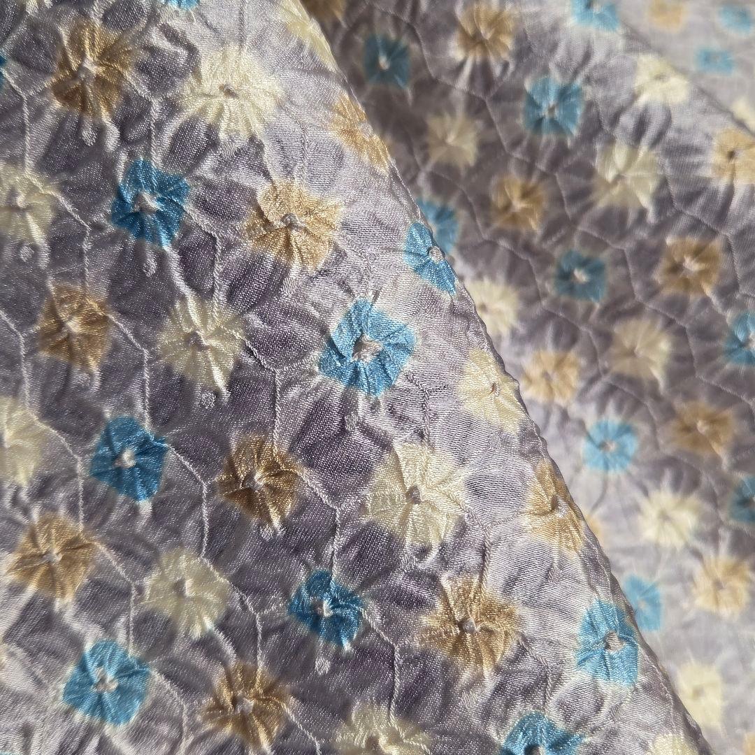 着物と帯京月花 m3805 □灰色がかった紫地に総絞り正絹名古屋帯/九寸