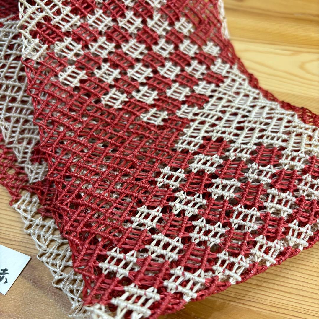 S*a様 誉田屋源兵衛 芭蕉 （紗綾形 格子 赤）半巾帯