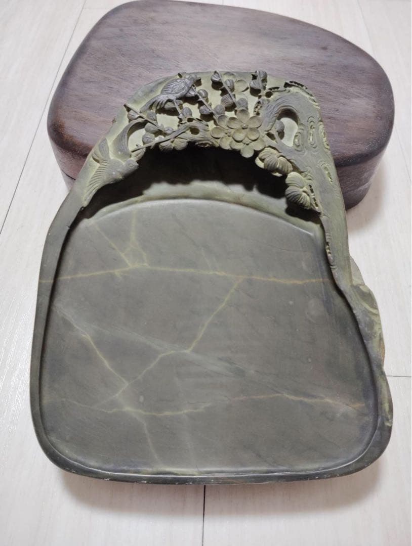 硯【端渓硯　青花・蕉葉白・火捺・金綫など】◆ 8.5吋◆上質箱◆旧老坑水巌坑美石 端渓 坑仔岩 蕉葉白長方硯 6インチ - 書道用具専門店 西本皆文堂