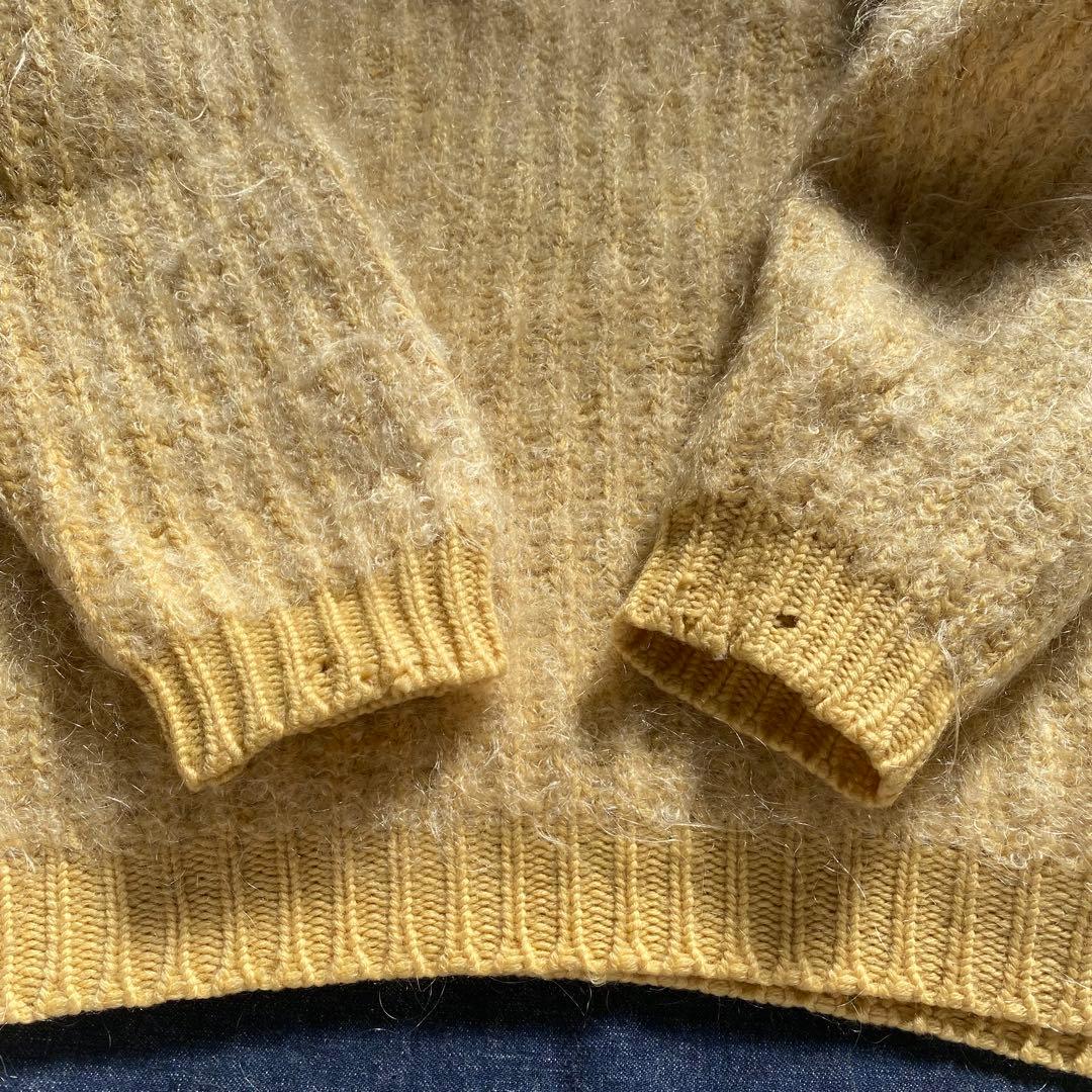 60s ビンテージ モヘア ニット 50s 70s イエロー 毛足長 ふわふわ