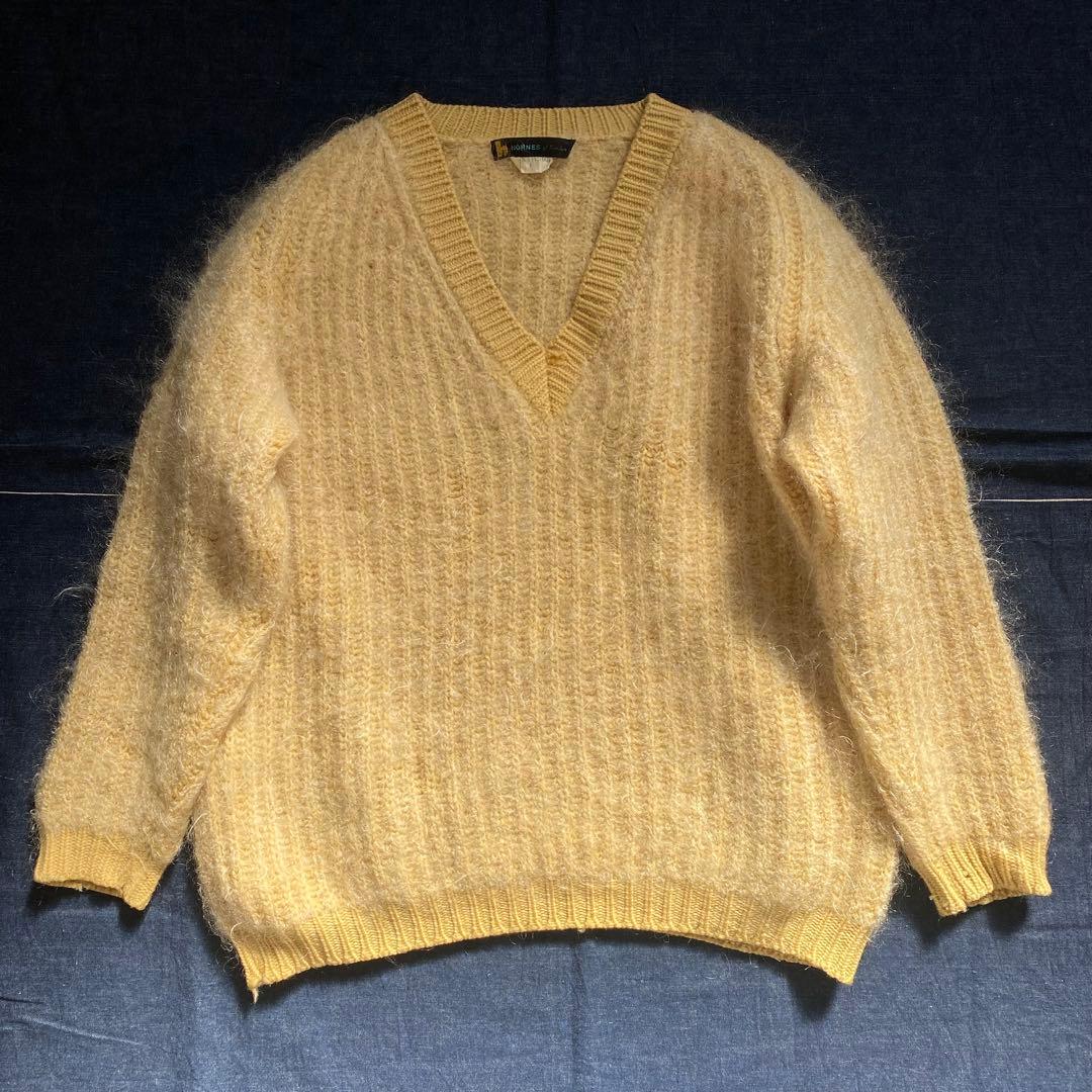 60s ビンテージ モヘア ニット 50s 70s イエロー 毛足長 ふわふわ 60s ビンテージ モヘア ニット 50s 70s イエロー 毛足長 ふわふわ