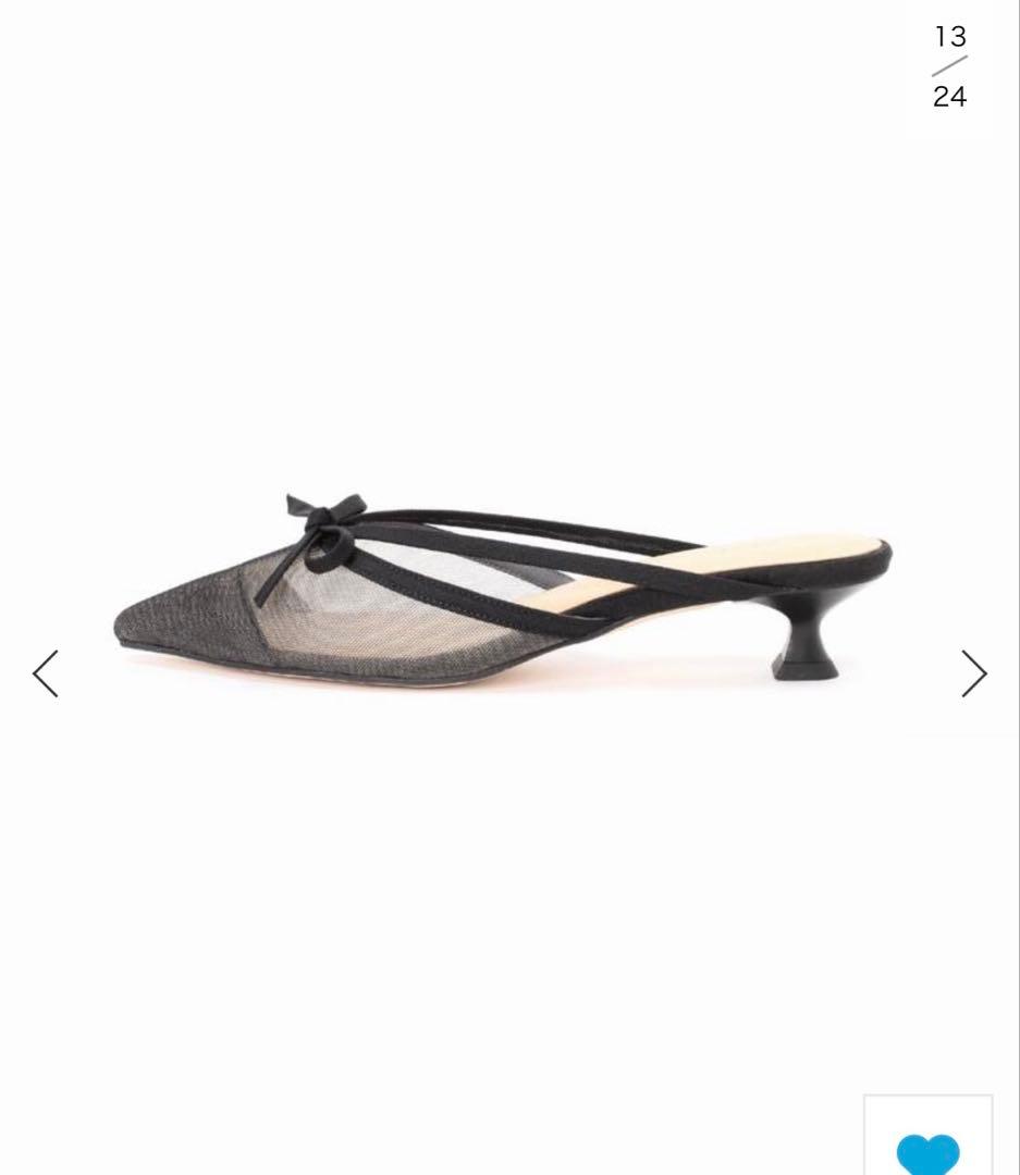 美品★LE TALON 3.5cm シアーリボンミュール Lサイズ