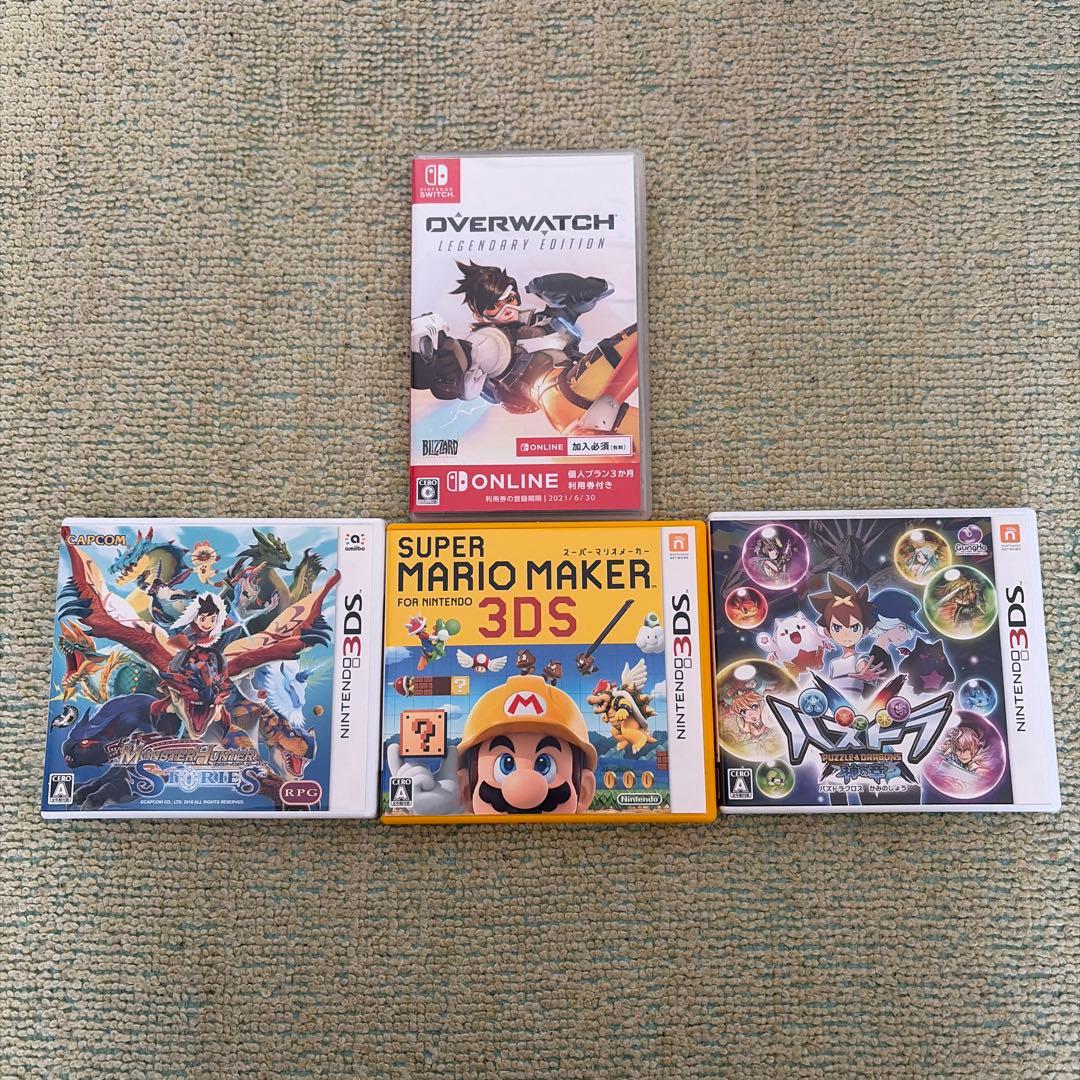 3DSソフトセット：オーバーウォッチ、マリオメーカー、モンハン - メルカリ
