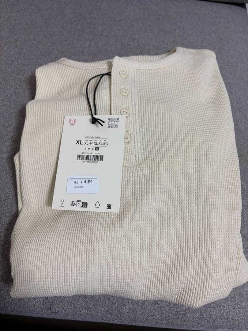 soshiotsuki x zarai ヘンリーネックワッフルTシャツ ベージュ - メルカリ