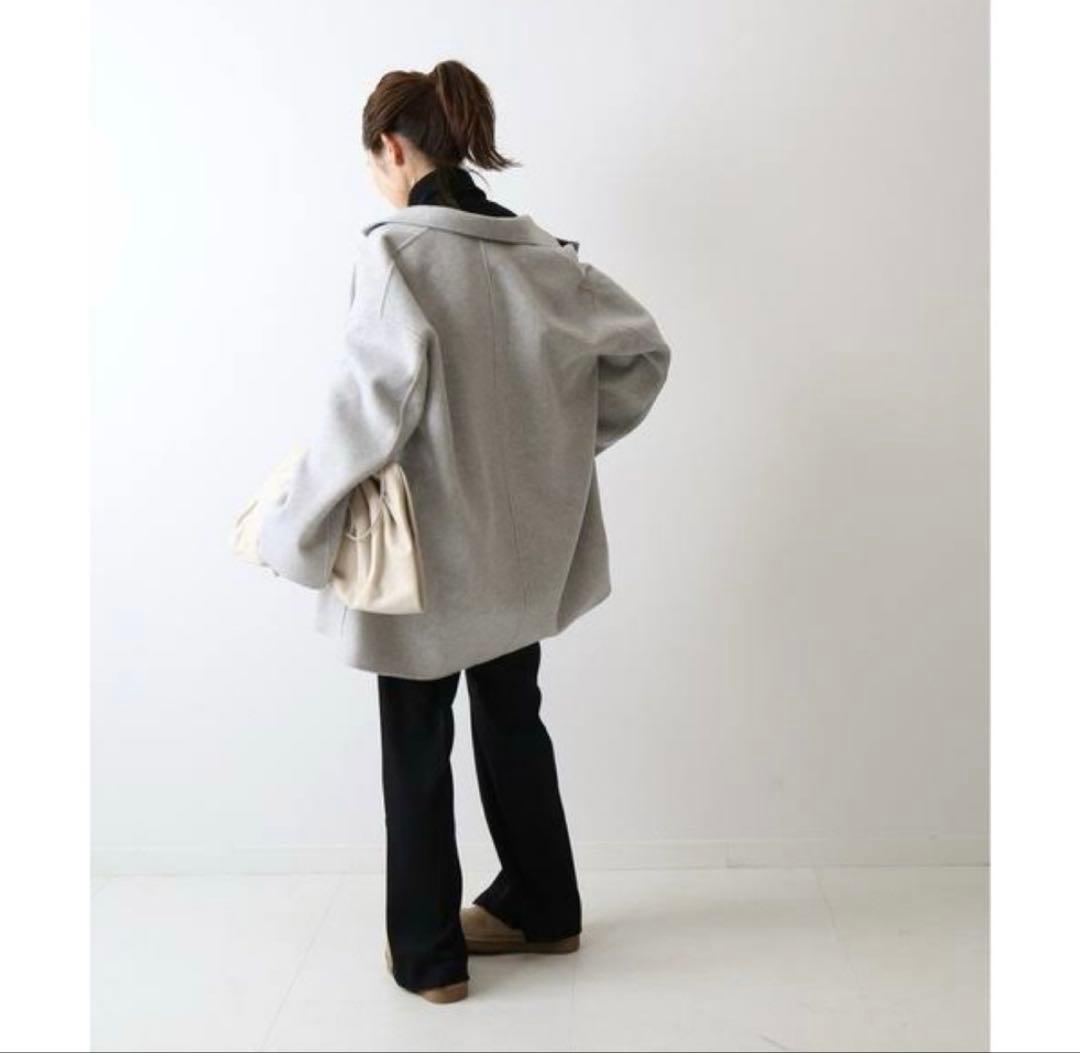 美品 フレームワーク framework リバーショートコートグレー ウール