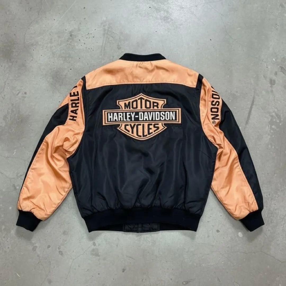 【激レア】ハーレーダビッドソン レーシングジャケット 完売モデル ナイロン 古着 USA製 Harley-Davidson レーシングナイロンジャケット sizeL相当 8,990