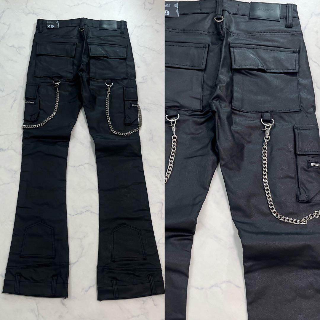 新品 バラバサスvalabasas ワックススキニーフレアデニム ブラック 29