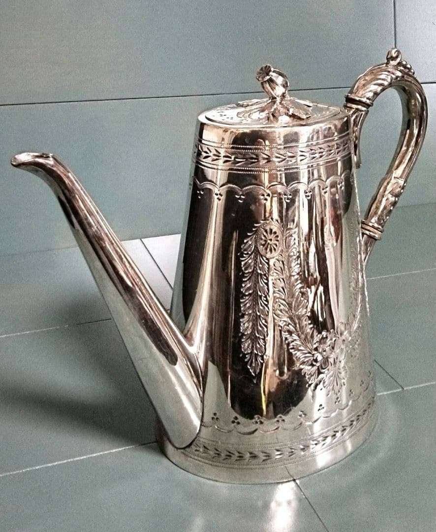 英国アンティーク　シルバーポット アンティークポット イギリス シルバープレート ティーポット PATENT