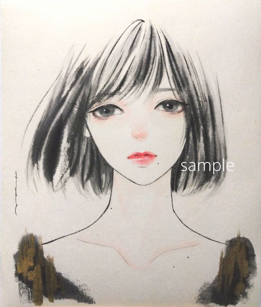 肉筆原画 墨絵 水墨画 美人画 絵画 日本画 - メルカリ