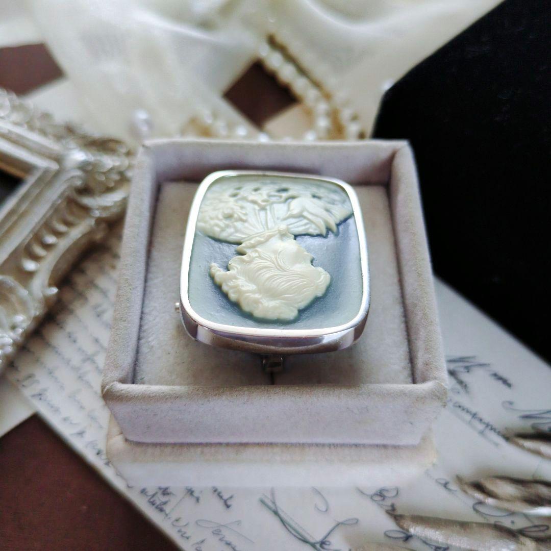ドイツ ストーン メノウ カメオ ブローチ ペンダント CAMEO SILVER