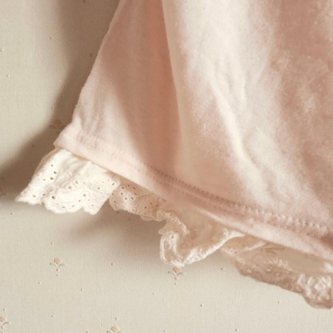 リズリサ 肩リボンフラワー刺繍 キャミソール ピンク LIZLISA