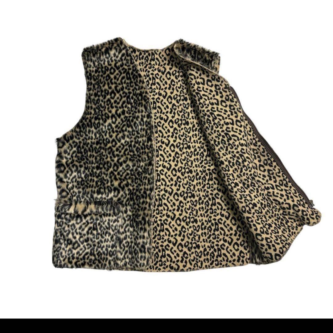 US Fake Fur Leopard Zip Up Vest ベスト 三軒茶屋