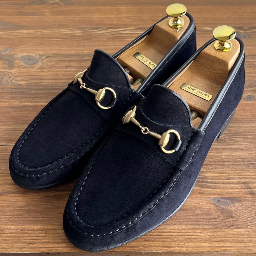ITALY製 GUCCI ホースビットローファー 紺金 7 D 25.5 - メルカリ
