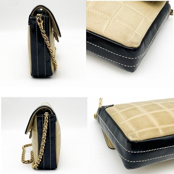 16.（超美品）CHANEL チョコバー バイカラー ラムスキン チェーン