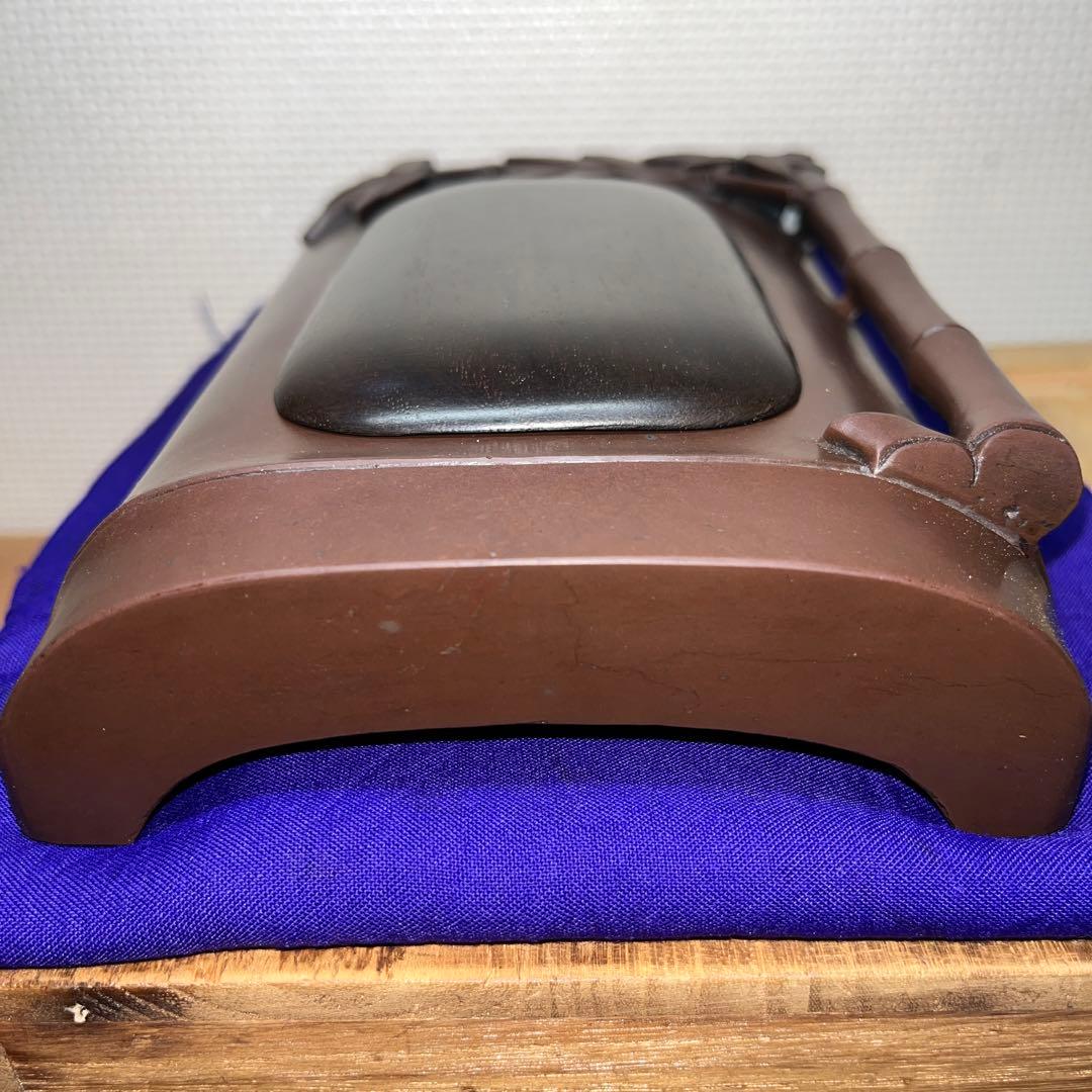 ⭕️赤間硯 希少 特殊 大森玉池軒 超絶技巧 若竹透かし彫り 竹型硯