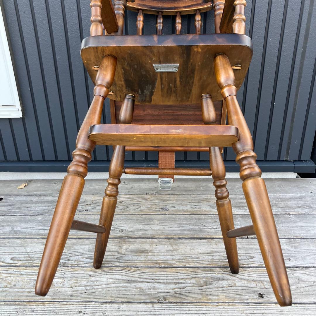 昭和レトロ 飛騨家具 ヒダダイネット 木製 テーブル付きハイチェア