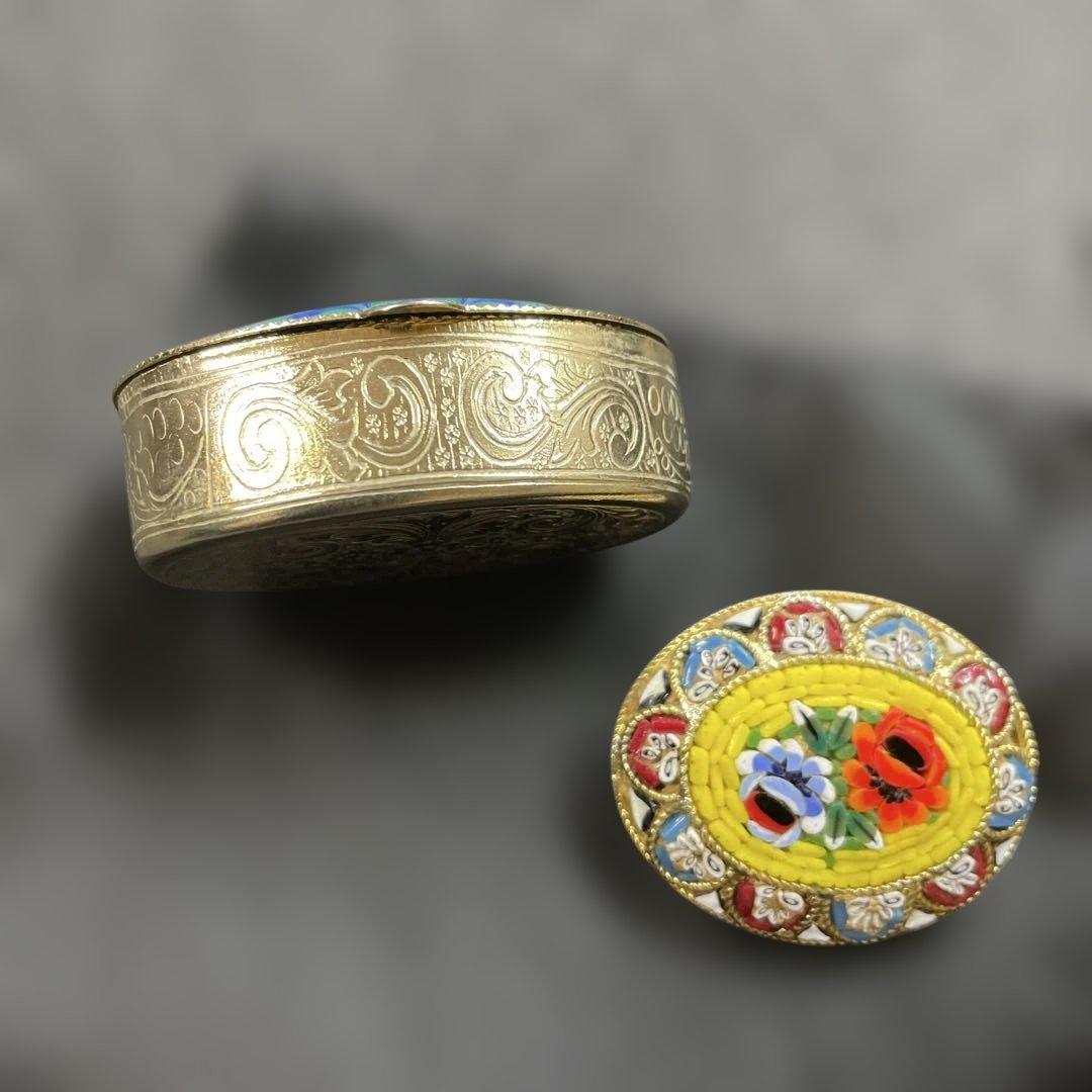 イタリアヴィンテージ マイクロモザイクブローチ Italyマーブル