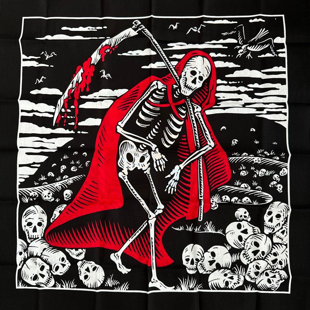 ドクロ骸骨スカルバンダナ布ハンカチクロス ハードロック パンク