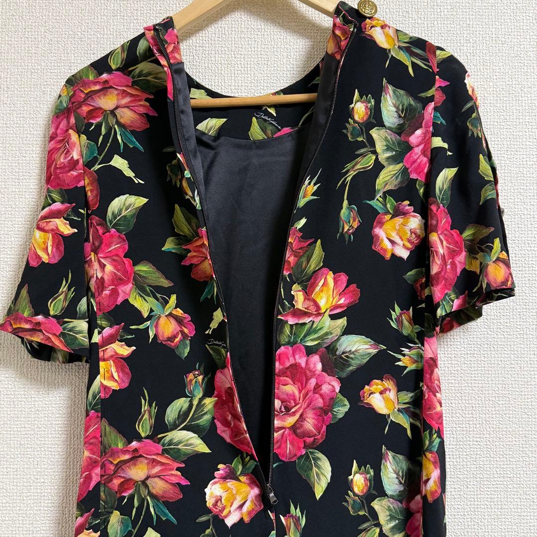 DOLCE&GABBANA ドルチェ&ガッバーナ 花柄 ローズ ワンピース S - メルカリ