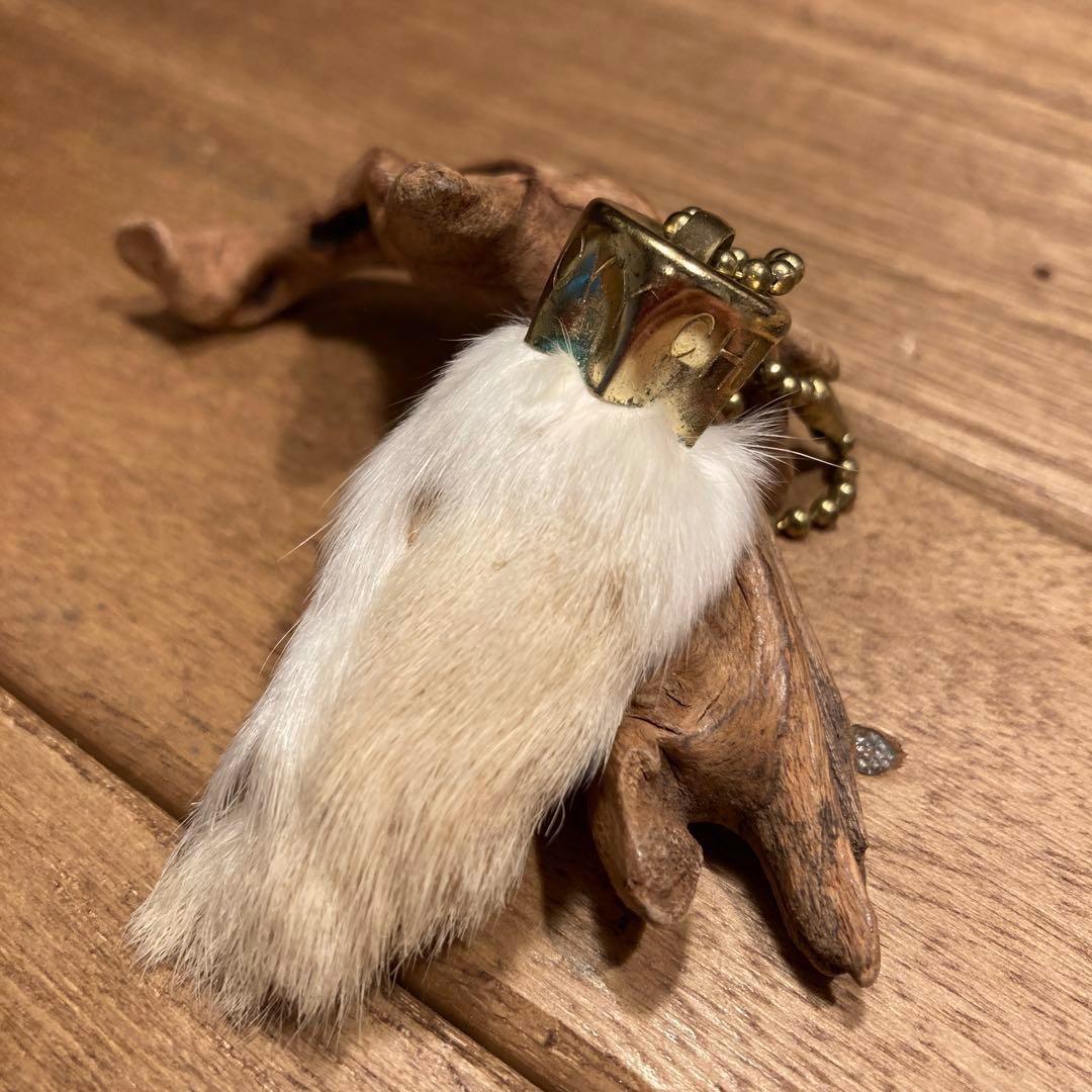 USA製 ビンテージラビットフットキーチェーン ラッキーチャーム