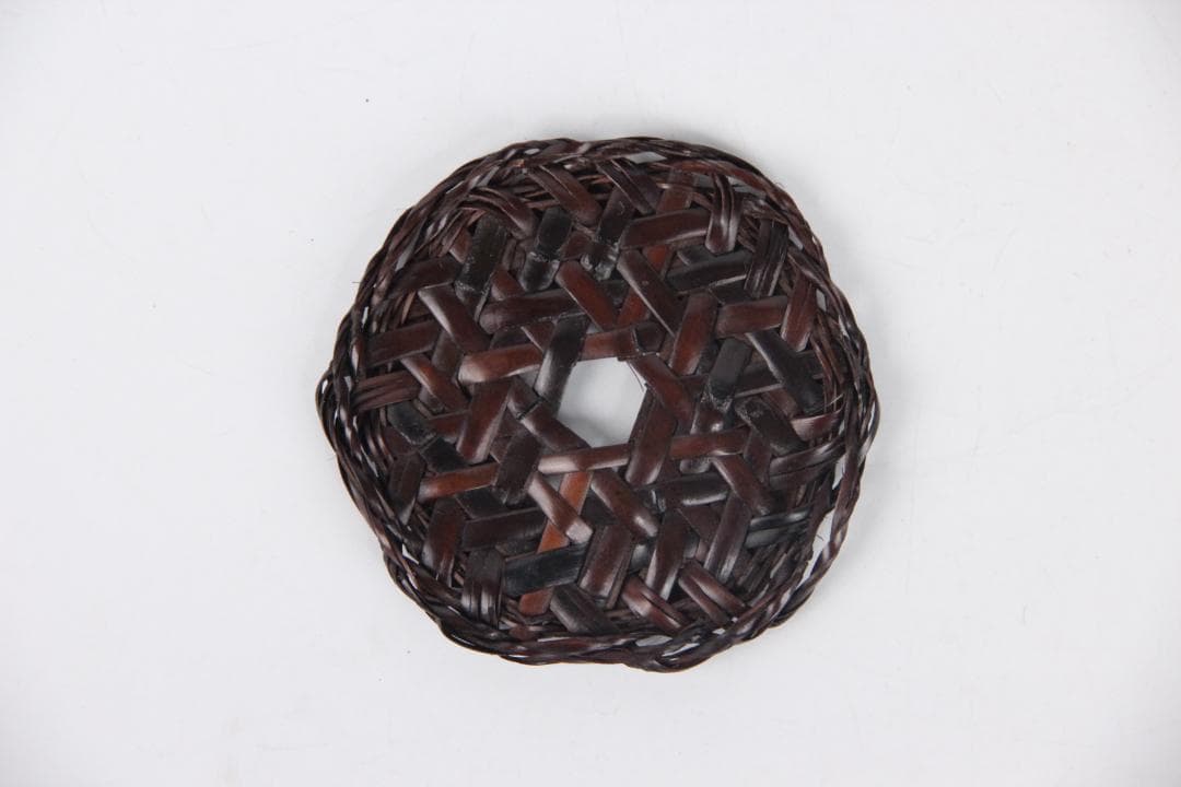 日本茶道具 鈴木 正々斎 造 竹編 亀甲 煎茶敷 幅8.5cm 共箱