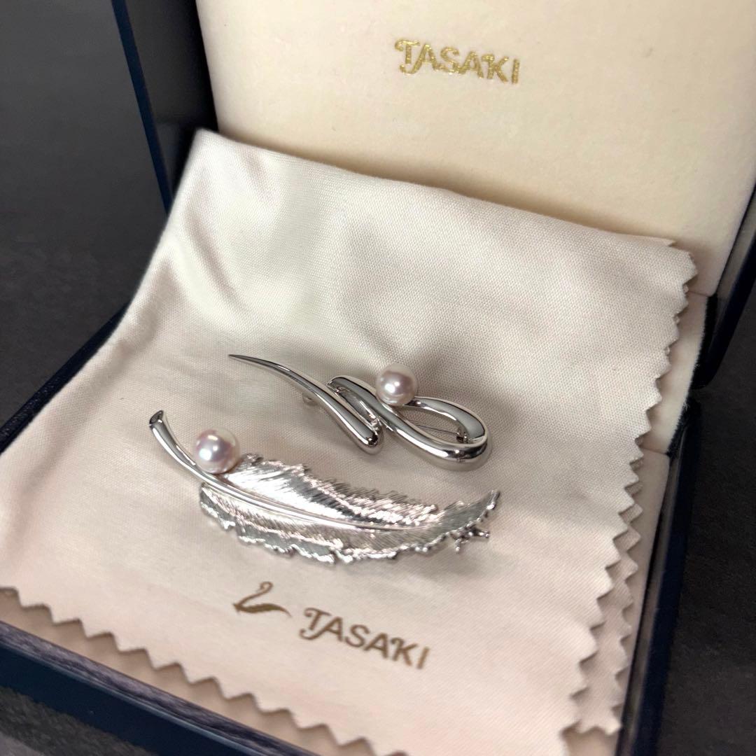 極美品　TASAKI　ブローチ 2点セット　田崎 真珠 パール シルバー 羽 TASAKI（タサキ） 田崎真珠 マベパール ブローチ 真珠 【中古】(62488