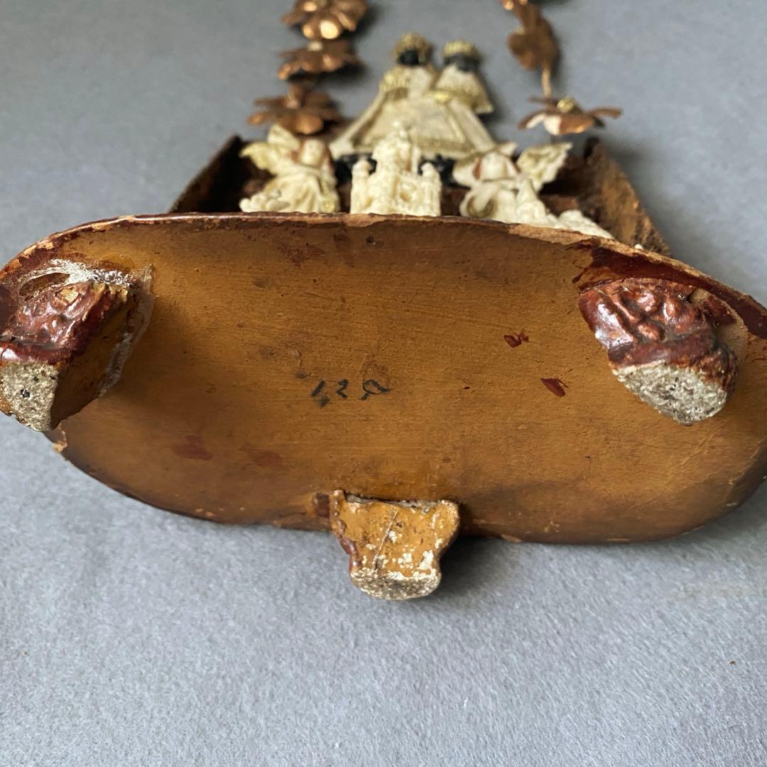 アンティーク】 ガラスドーム 黒マリア 聖母子像 グローブドマリエ