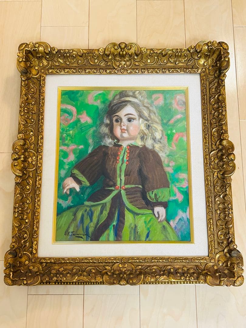 真作保証 田村孝之介 油彩8号 人形画 大地堂豪華額装 高島屋美術部購入