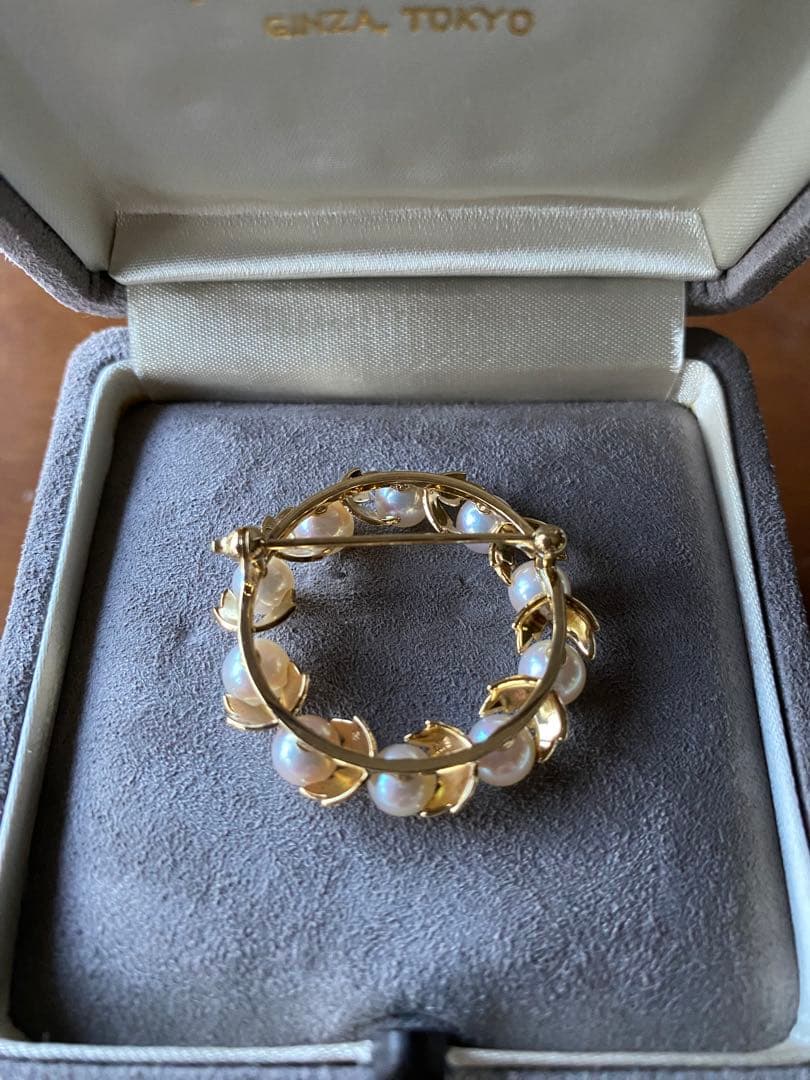 12.31までお値下げ！ミキモト 真珠 リーフモチーフ 月桂樹 ブローチ